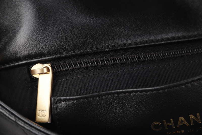 CHANEL SINGLE FLAP BAG 22CM BLACK LAMBSKIN GOLD HARDWARE (JC2Hxxxx) WITH DUST COVER AND BOX