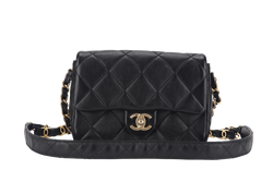 CHANEL SINGLE FLAP BAG 22CM BLACK LAMBSKIN GOLD HARDWARE (JC2Hxxxx) WITH DUST COVER AND BOX