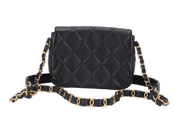 CHANEL SINGLE FLAP BAG 22CM BLACK LAMBSKIN GOLD HARDWARE (JC2Hxxxx) WITH DUST COVER AND BOX