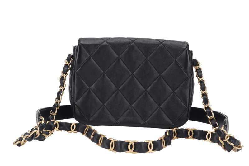 CHANEL SINGLE FLAP BAG 22CM BLACK LAMBSKIN GOLD HARDWARE (JC2Hxxxx) WITH DUST COVER AND BOX