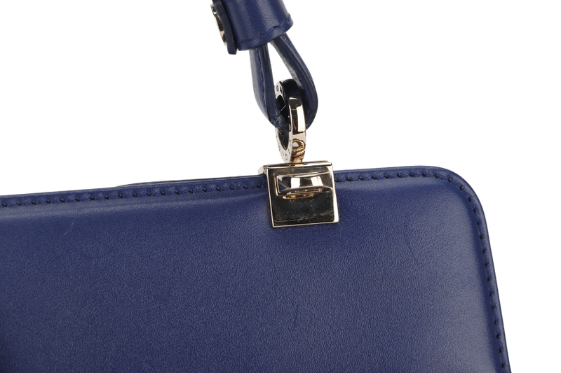 BVLGARI ISABELLA ROSSELLINI DIVA MONOGRAM BLUE &amp; WHITE LEATHER GOLD HARDWARE 19549865 WITH STRAP