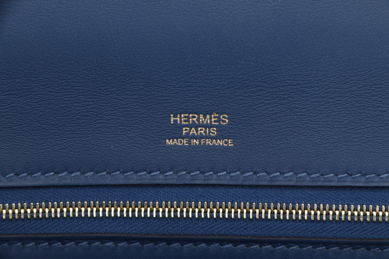 HERMES 24-24 29CM DEEP BLUE TAURILLON MAURICE VEAU SWIFT LEATHER GOLD HARDWARE STAMP Z (2021)  WITH STRAP, DUST COVER AND BOX