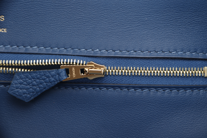 HERMES 24-24 29CM DEEP BLUE TAURILLON MAURICE VEAU SWIFT LEATHER GOLD HARDWARE STAMP Z (2021)  WITH STRAP, DUST COVER AND BOX