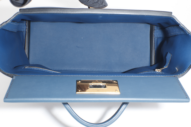 HERMES 24-24 29CM DEEP BLUE TAURILLON MAURICE VEAU SWIFT LEATHER GOLD HARDWARE STAMP Z (2021)  WITH STRAP, DUST COVER AND BOX