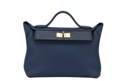 HERMES 24-24 29CM DEEP BLUE TAURILLON MAURICE VEAU SWIFT LEATHER GOLD HARDWARE STAMP Z (2021)  WITH STRAP, DUST COVER AND BOX