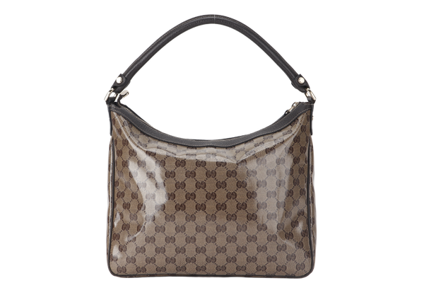 GUCCI (203581 201990) GG MEDIUM BROWN CRYSTAL LEATHER HOBO BAG GOLD HARDWARE WITH DUST COVER