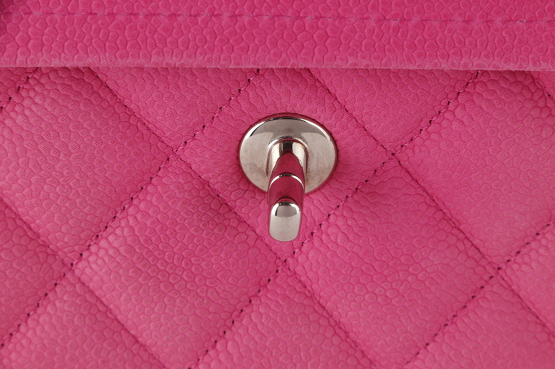 CHANEL CLASSIC DOUBLE FLAP BAG JUMBO FUSCHIA SUEDE CAVIAR SILVER HARDWARE (1803xxxx) NO DUST COVER