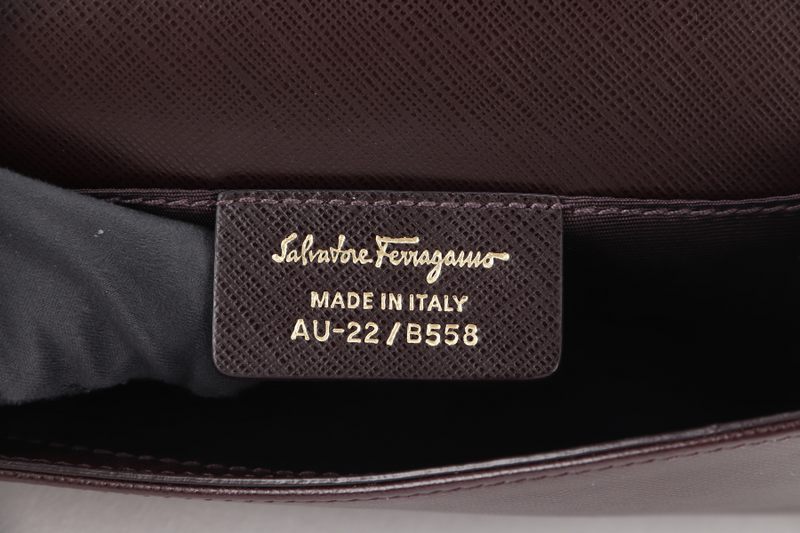 SALVATOR FERRAGAMO VALA RIBBON LONG WALLET BORDEAUX LEATHER (AU-22-B558) NO DUST COVER