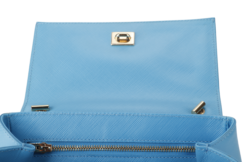 SALVATORE FERRAGAMO CARRIE VARA (EZ.21 F570) BLUE LEATHER 2WAY BAG GOLD HARDWARE WITH DUST COVER