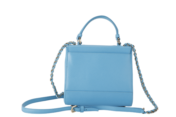 SALVATORE FERRAGAMO CARRIE VARA (EZ.21 F570) BLUE LEATHER 2WAY BAG GOLD HARDWARE WITH DUST COVER