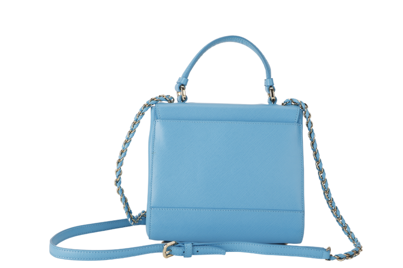 SALVATORE FERRAGAMO CARRIE VARA (EZ.21 F570) BLUE LEATHER 2WAY BAG GOLD HARDWARE WITH DUST COVER