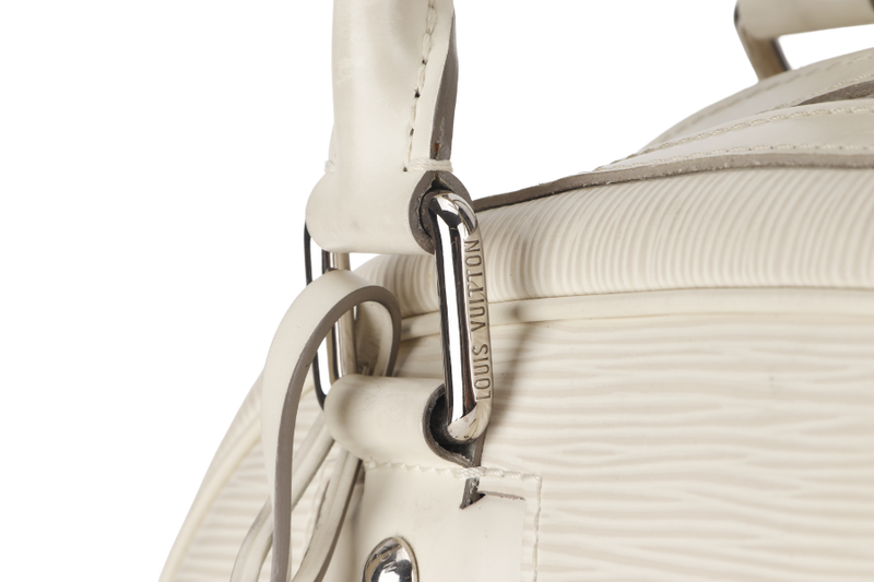 LOUIS VUITTON BOWLING MONTAIGNE PM (M6932J) WHITE EPI LEATHER SILVER HARDWARE WITH DUST COVER