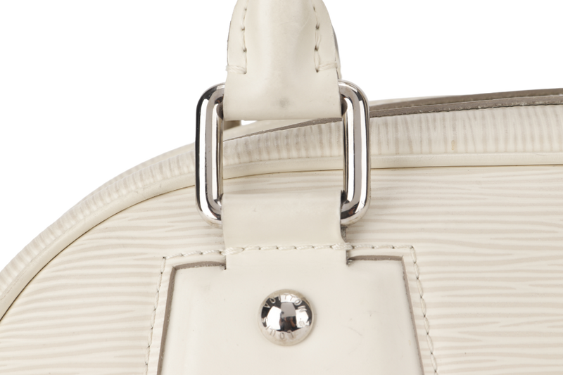 LOUIS VUITTON BOWLING MONTAIGNE PM (M6932J) WHITE EPI LEATHER SILVER HARDWARE WITH DUST COVER