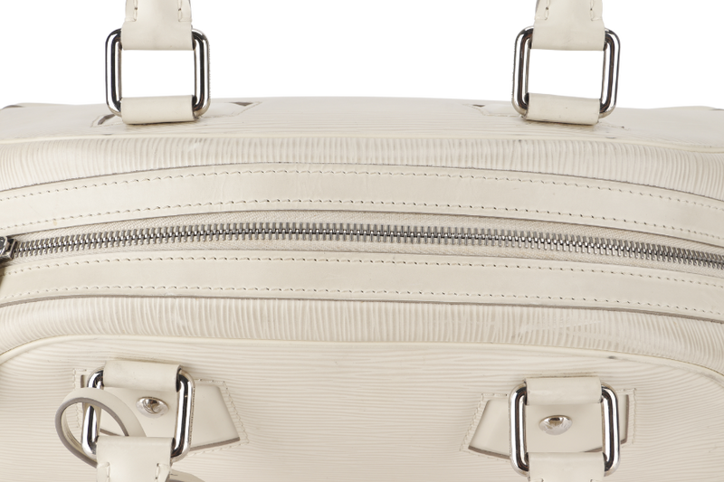 LOUIS VUITTON BOWLING MONTAIGNE PM (M6932J) WHITE EPI LEATHER SILVER HARDWARE WITH DUST COVER