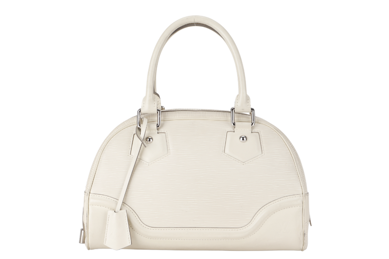 LOUIS VUITTON BOWLING MONTAIGNE PM (M6932J) WHITE EPI LEATHER SILVER HARDWARE WITH DUST COVER