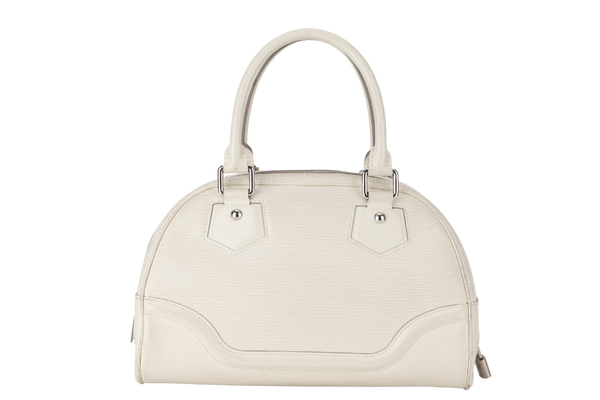 LOUIS VUITTON BOWLING MONTAIGNE PM (M6932J) WHITE EPI LEATHER SILVER HARDWARE WITH DUST COVER