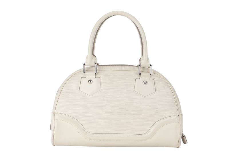 LOUIS VUITTON BOWLING MONTAIGNE PM (M6932J) WHITE EPI LEATHER SILVER HARDWARE WITH DUST COVER