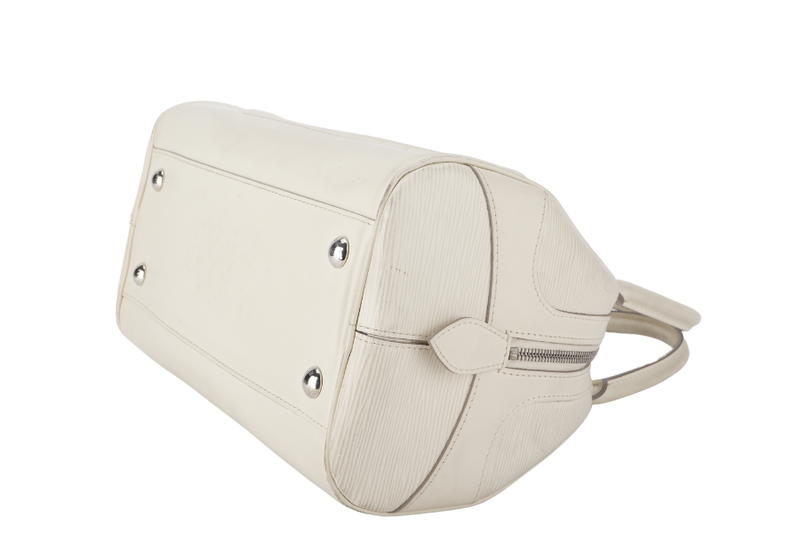 LOUIS VUITTON BOWLING MONTAIGNE PM (M6932J) WHITE EPI LEATHER SILVER HARDWARE WITH DUST COVER