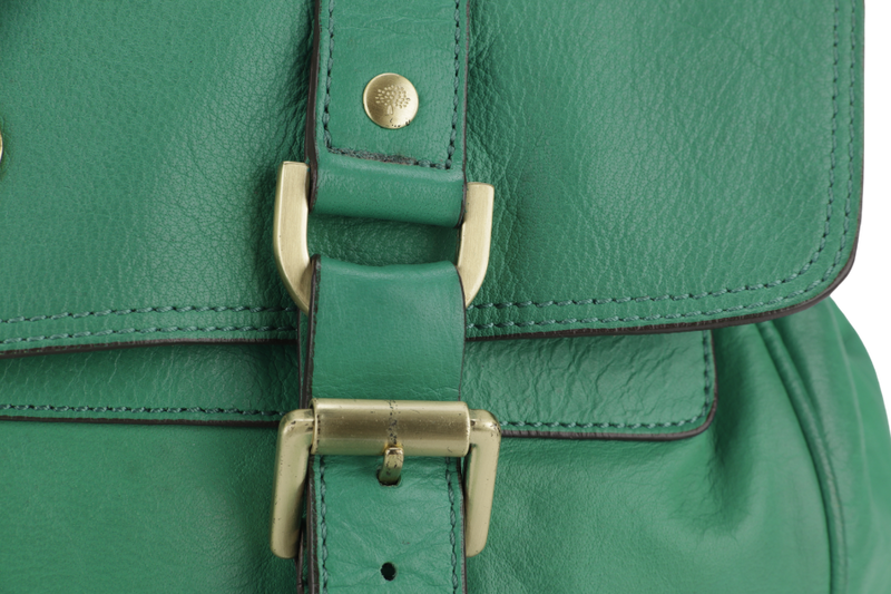 MULBERRY ALEXA 2 WAY SHOULDER BAG LARGE GREEN LEATHER GOLD HARDWARE (5167571) WITH LONG STRAP AND DUST COVER