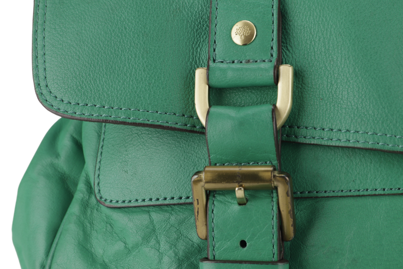 MULBERRY ALEXA 2 WAY SHOULDER BAG LARGE GREEN LEATHER GOLD HARDWARE (5167571) WITH LONG STRAP AND DUST COVER