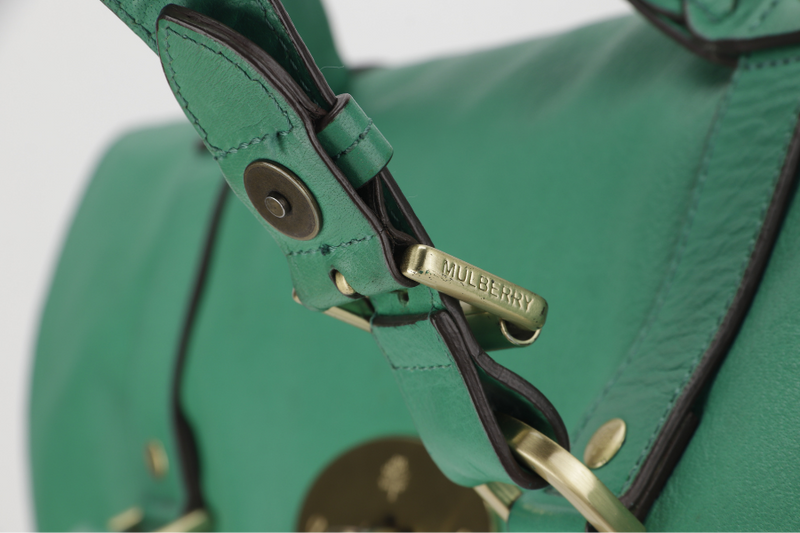 MULBERRY ALEXA 2 WAY SHOULDER BAG LARGE GREEN LEATHER GOLD HARDWARE (5167571) WITH LONG STRAP AND DUST COVER