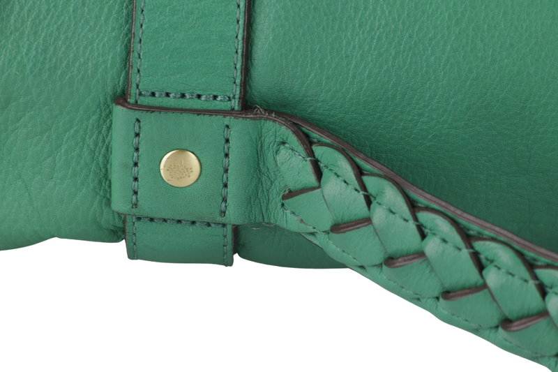 MULBERRY ALEXA 2 WAY SHOULDER BAG LARGE GREEN LEATHER GOLD HARDWARE (5167571) WITH LONG STRAP AND DUST COVER