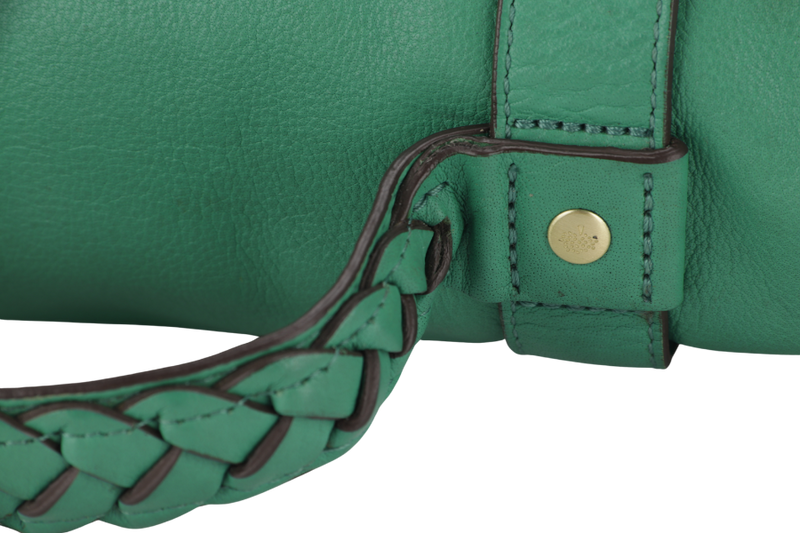 MULBERRY ALEXA 2 WAY SHOULDER BAG LARGE GREEN LEATHER GOLD HARDWARE (5167571) WITH LONG STRAP AND DUST COVER