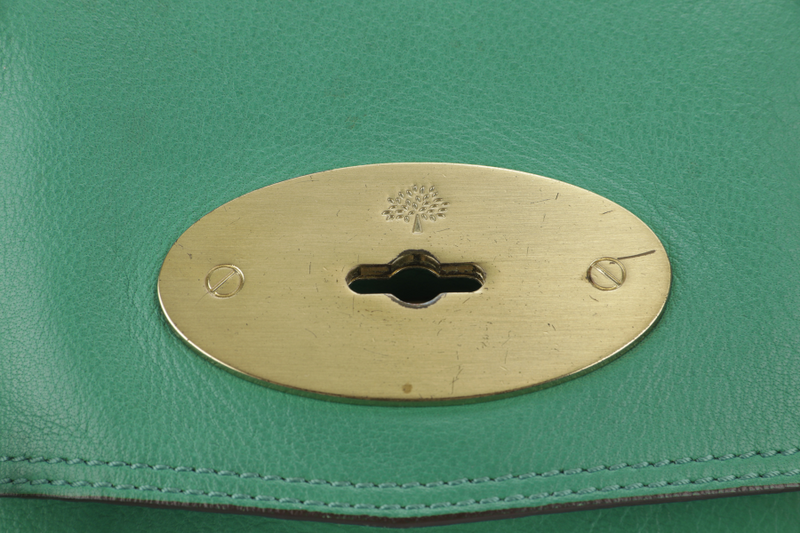 MULBERRY ALEXA 2 WAY SHOULDER BAG LARGE GREEN LEATHER GOLD HARDWARE (5167571) WITH LONG STRAP AND DUST COVER