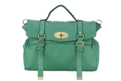 MULBERRY ALEXA 2 WAY SHOULDER BAG LARGE GREEN LEATHER GOLD HARDWARE (5167571) WITH LONG STRAP AND DUST COVER