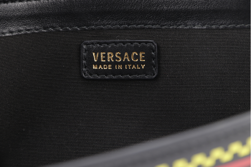 VERSACE VINTAGE BLACK LEATHER WALLET ON CHAIN GOLD HARDWARE (CLG553802474635) WITH STRAP