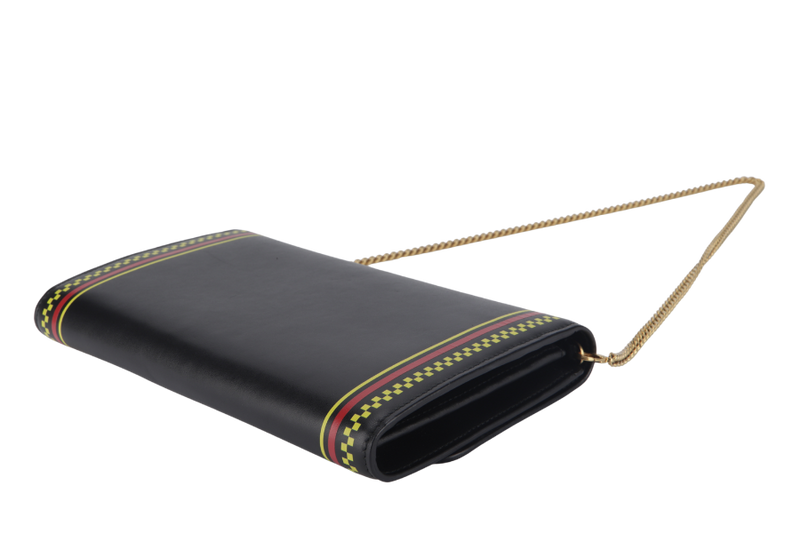 VERSACE VINTAGE BLACK LEATHER WALLET ON CHAIN GOLD HARDWARE (CLG553802474635) WITH STRAP