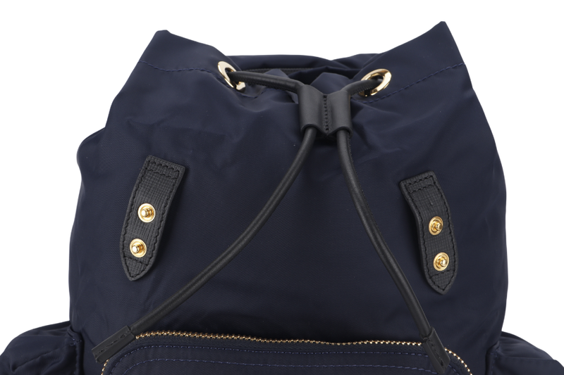 BURBERRY RUCKSACK BACKPACK NAVY BLUE NYLON GOLD HARDWARE WITH DUST COVER