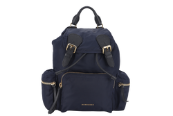 BURBERRY RUCKSACK BACKPACK NAVY BLUE NYLON GOLD HARDWARE WITH DUST COVER