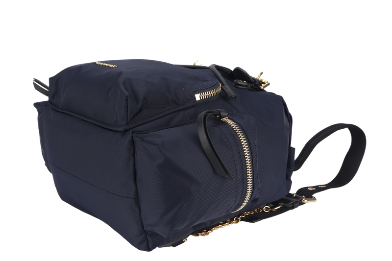 BURBERRY RUCKSACK BACKPACK NAVY BLUE NYLON GOLD HARDWARE WITH DUST COVER