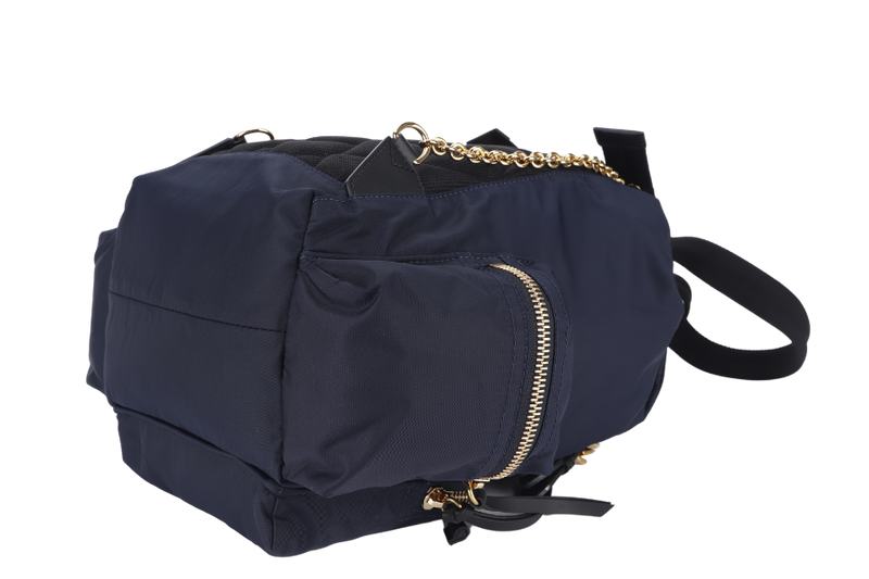 BURBERRY RUCKSACK BACKPACK NAVY BLUE NYLON GOLD HARDWARE WITH DUST COVER