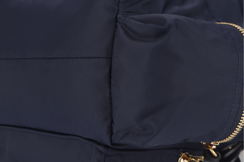 BURBERRY RUCKSACK BACKPACK NAVY BLUE NYLON GOLD HARDWARE WITH DUST COVER