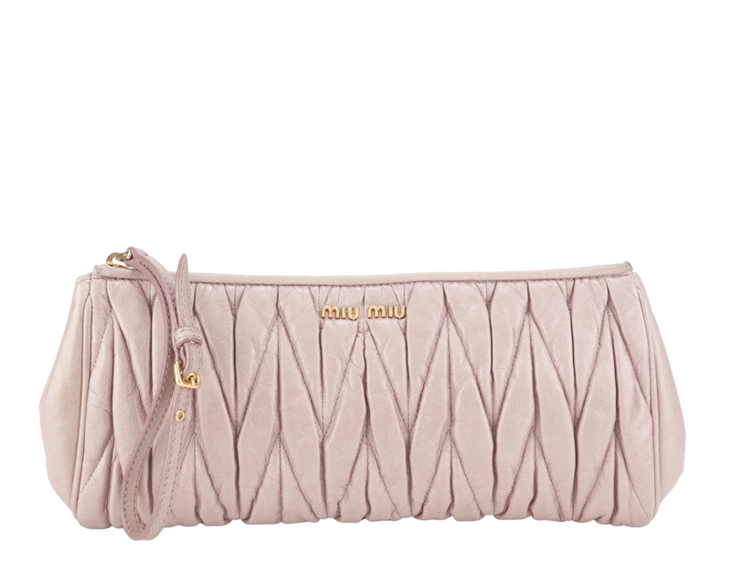 MIU MIU NAPPA MATELASSE WRISTLET PINK LEATHER GOLD HARDWARE NO DUST COVER