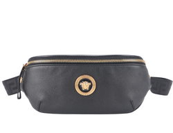 VERSACE MENDUSA BELT BAG BLACK CALF LEATHER GOLD HARDWARE WITH DUST COVER