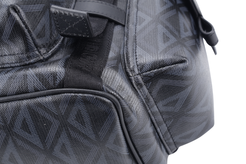 CHRISTIAN DIOR HIT THE ROAD DIAMOND BACKPACK (16-BO-0272) LARGE BLACK CANVAS BLACK HARDWARE WITH CARD
