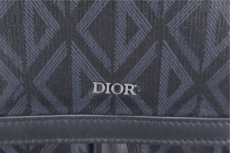 CHRISTIAN DIOR HIT THE ROAD DIAMOND BACKPACK (16-BO-0272) LARGE BLACK CANVAS BLACK HARDWARE WITH CARD