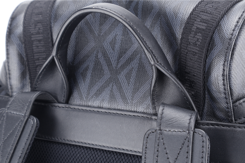 CHRISTIAN DIOR HIT THE ROAD DIAMOND BACKPACK (16-BO-0272) LARGE BLACK CANVAS BLACK HARDWARE WITH CARD