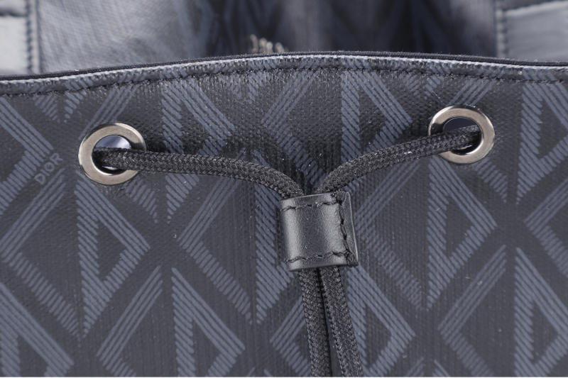 CHRISTIAN DIOR HIT THE ROAD DIAMOND BACKPACK (16-BO-0272) LARGE BLACK CANVAS BLACK HARDWARE WITH CARD