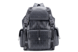 CHRISTIAN DIOR HIT THE ROAD DIAMOND BACKPACK (16-BO-0272) LARGE BLACK CANVAS BLACK HARDWARE WITH CARD