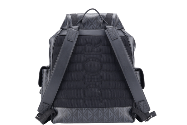 CHRISTIAN DIOR HIT THE ROAD DIAMOND BACKPACK (16-BO-0272) LARGE BLACK CANVAS BLACK HARDWARE WITH CARD