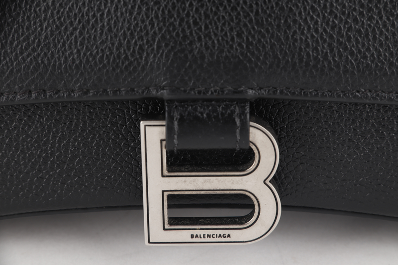 BALENCIAGA HOURGLASS SMALL CALFSKIN LEATHER SILVER HARDWARE WITH DUST COVER AND STRAP