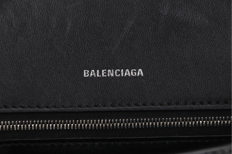 BALENCIAGA HOURGLASS SMALL CALFSKIN LEATHER SILVER HARDWARE WITH DUST COVER AND STRAP