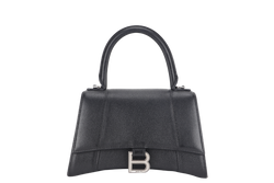 BALENCIAGA HOURGLASS SMALL CALFSKIN LEATHER SILVER HARDWARE WITH DUST COVER AND STRAP