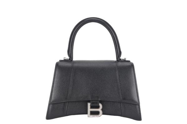 BALENCIAGA HOURGLASS SMALL CALFSKIN LEATHER SILVER HARDWARE WITH DUST COVER AND STRAP