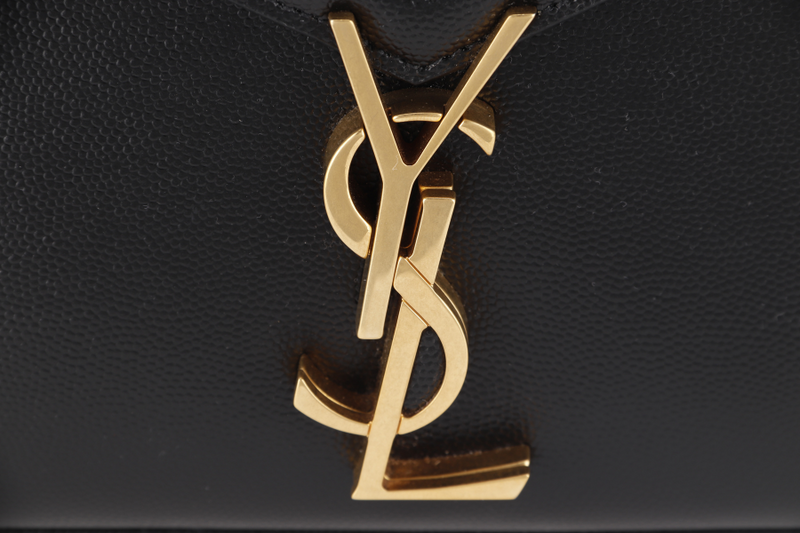 YVES SAINT LAURENT CASSANDRA TOP HANDLE BAG GRAIN DE POUDRE EMBOSSED LEATHER GOLD HARDWARE WITH DUST COVER