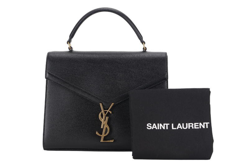 YVES SAINT LAURENT CASSANDRA TOP HANDLE BAG GRAIN DE POUDRE EMBOSSED LEATHER GOLD HARDWARE WITH DUST COVER